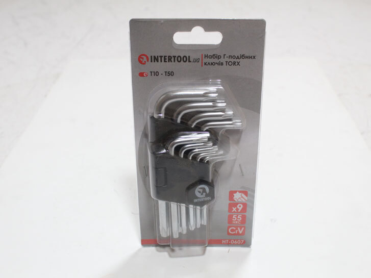 Набір ключів Г-подібних Torx "Intertool" T10-T50 (9 од.)