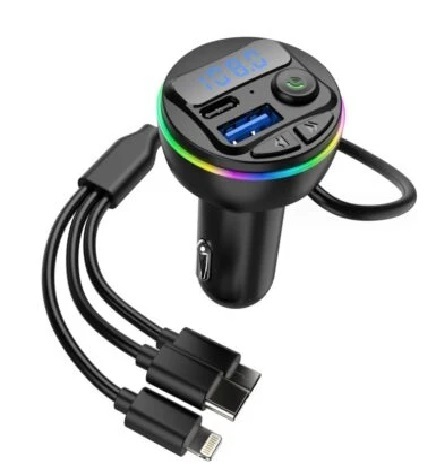 Зарядний пристрій для телефону 12-24V P3 Player G-46+USB порт 3.1А/U-disk+PD+RAINB