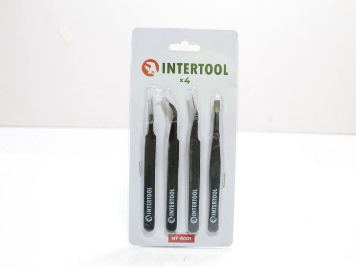 Набір пінцетів 4 одиниці "Intertool" NT-6001
