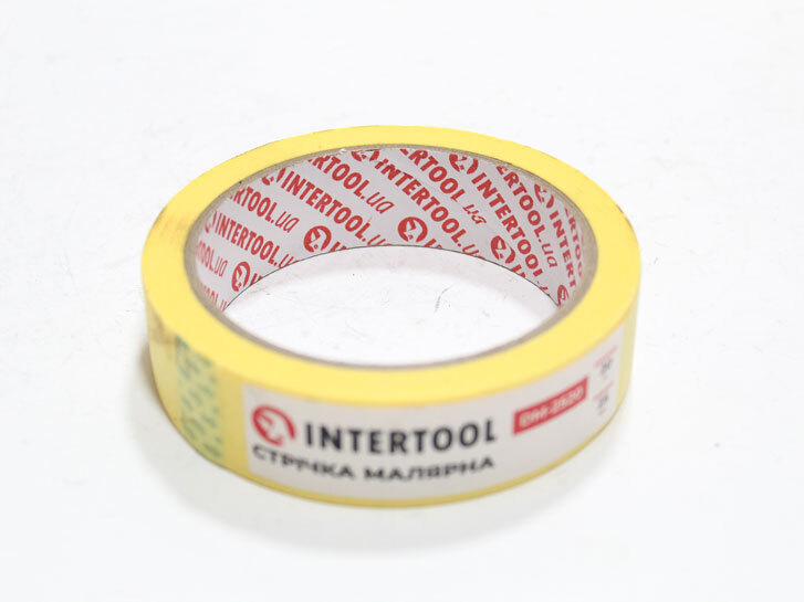 Скотч малярний 80° 25мм 20м жовтий "Intertool"