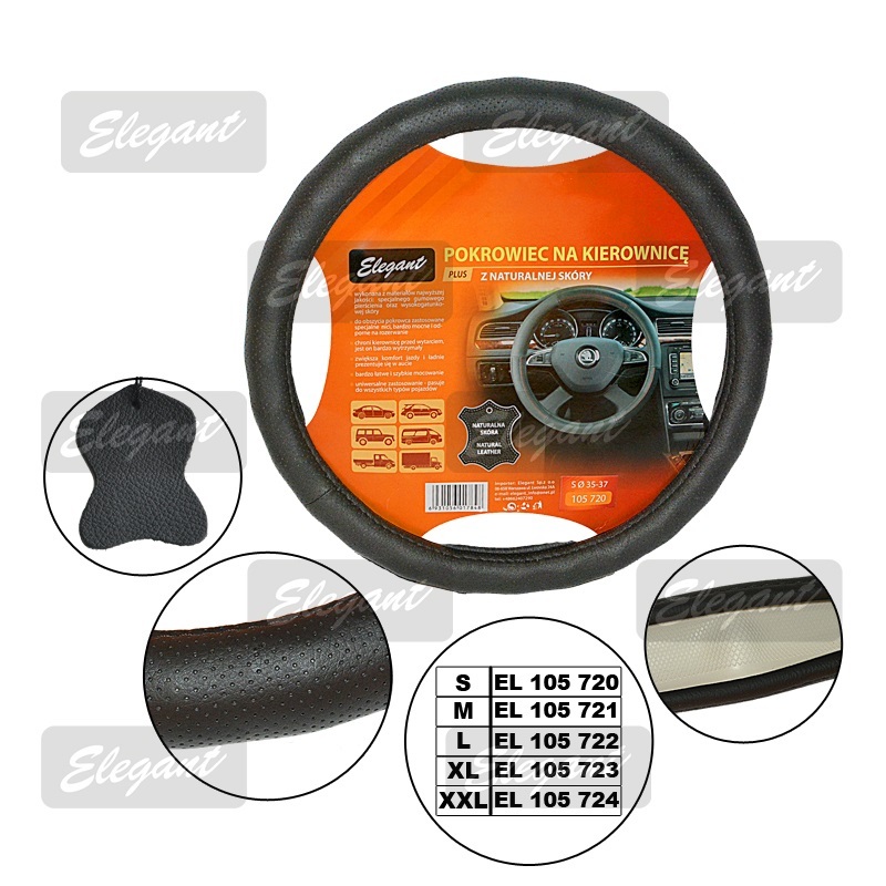 Чохол на кермо з штучних матеріалів ELEGANT 105722 L