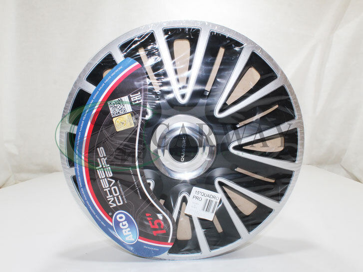 Ковпаки на колеса (4шт) R15 Quadro PRO Silver&Black