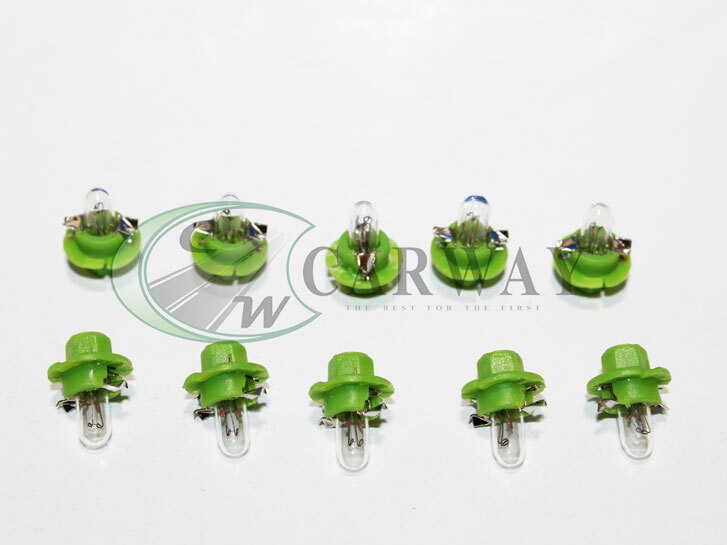 Лампа авто BAX light green 12V 2WBX8.4d 22054 (10шт) Zollex
