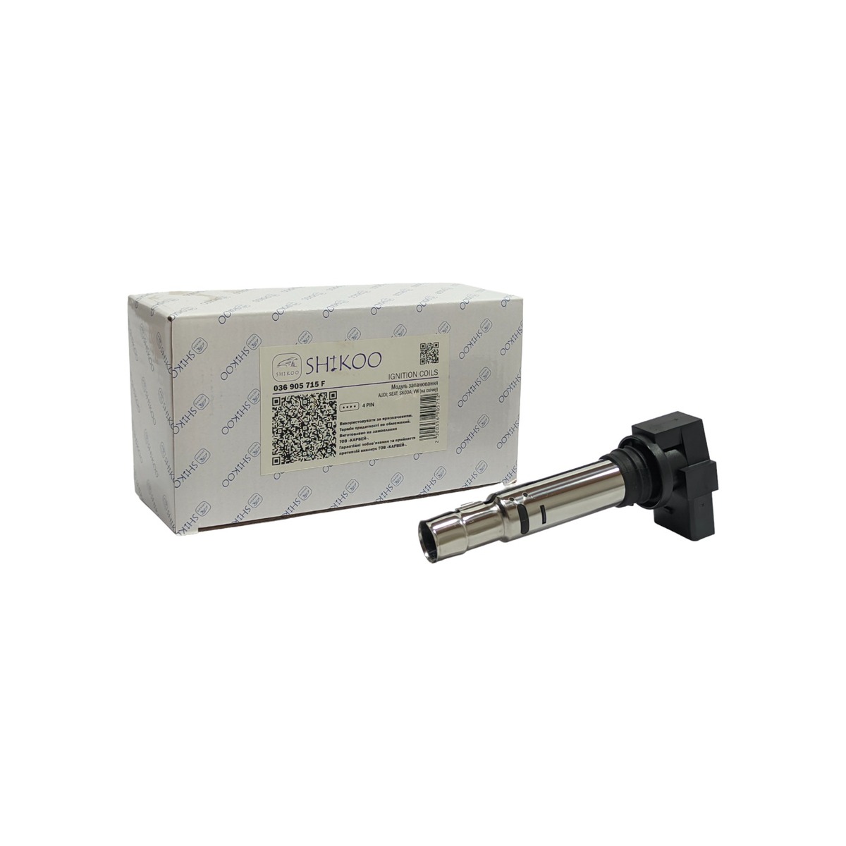 Котушка запалювання (на свічку) VW Caddy III;Passat;Polo;Skoda Fabia;Octavia;SuperB ll;Rapid 1.2-1.6TSI SHIKOO 036905715 F