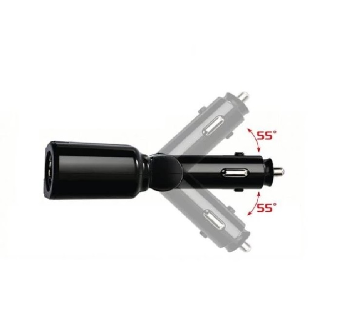 Вольтметр цифр. в прикурювач 12-24 V 0.22 2 порти USB (2.4A+QC3.0) складний,синє підсвічування