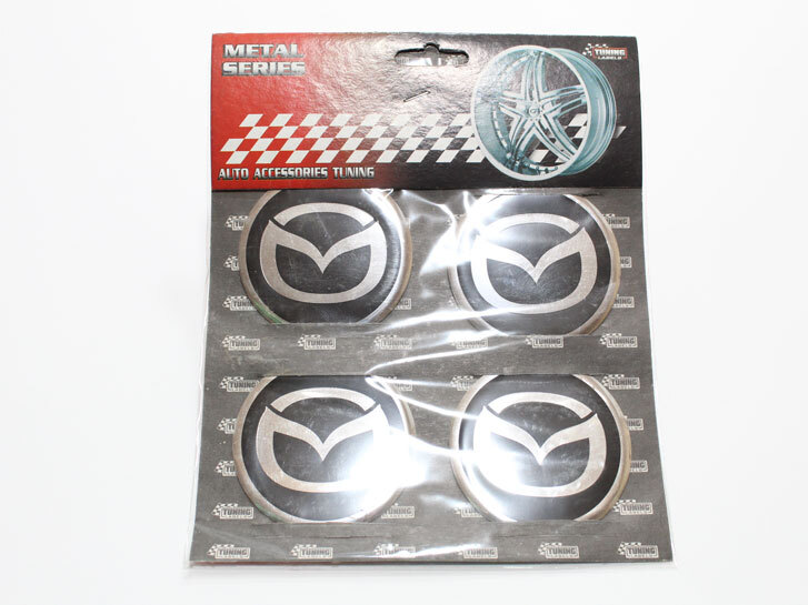 Наклейки на ковпак/диски MAZDA 60мм, чорний, 4шт